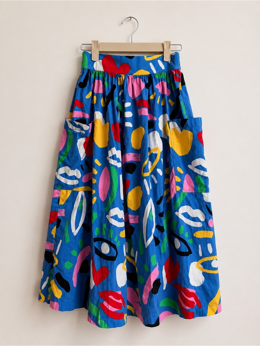 Stella McCartney Kids Blue Maxi Skirt with Multicolor Abstract Print size 10-12T